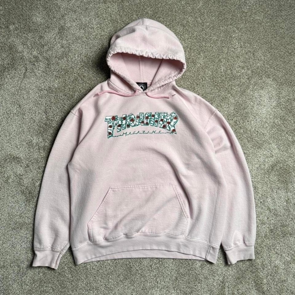 PALE PINK THRASHER "ROSE" GRAPHIC HOODIE
